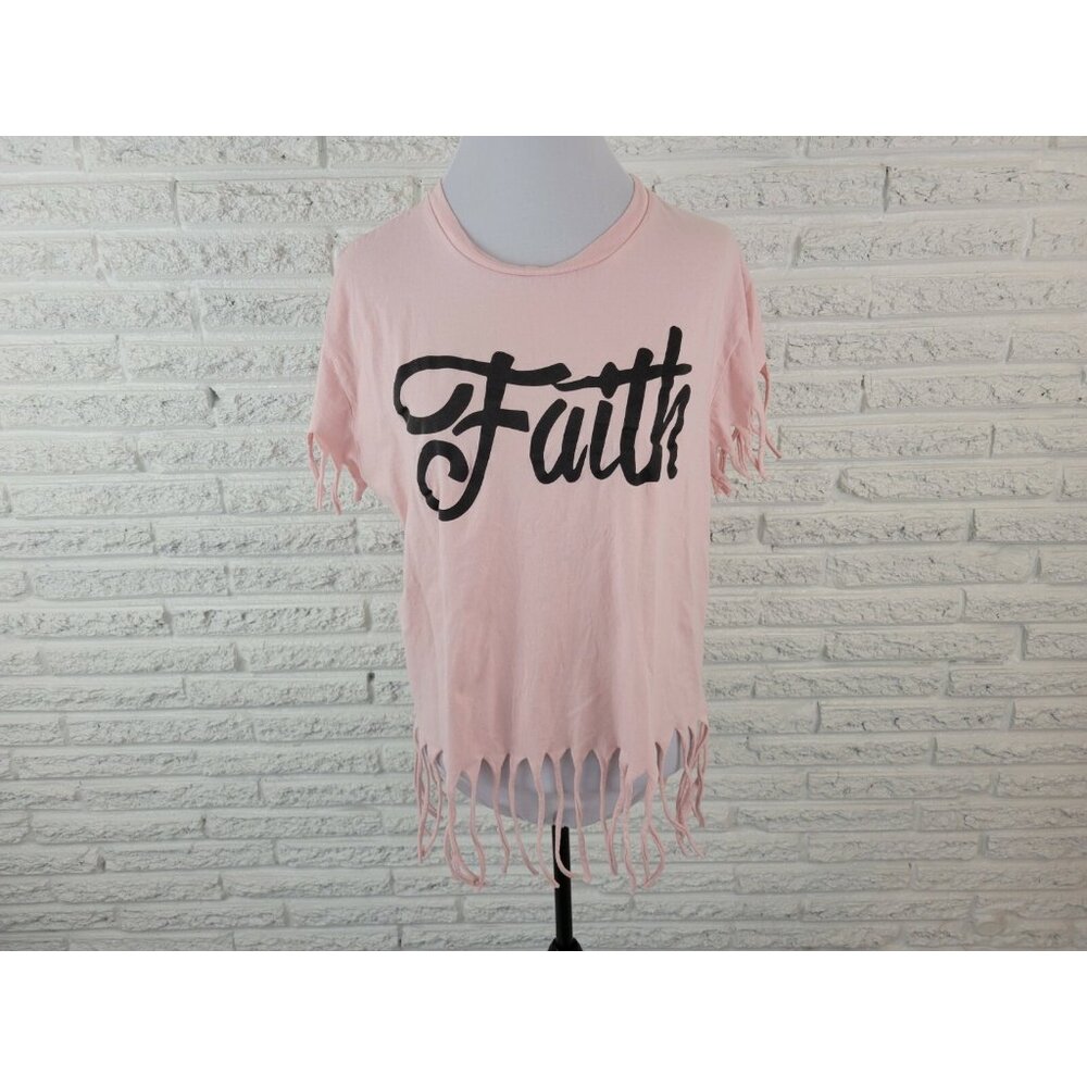 On Fire 1X Pink Boho Fringe T-Shirt Crew Neck Cotton Knit Plus Size Women PIN37E